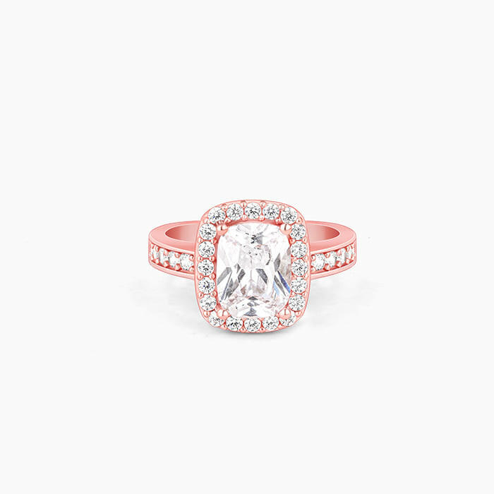 Rose Gold Classic Solitaire Ring Rings.