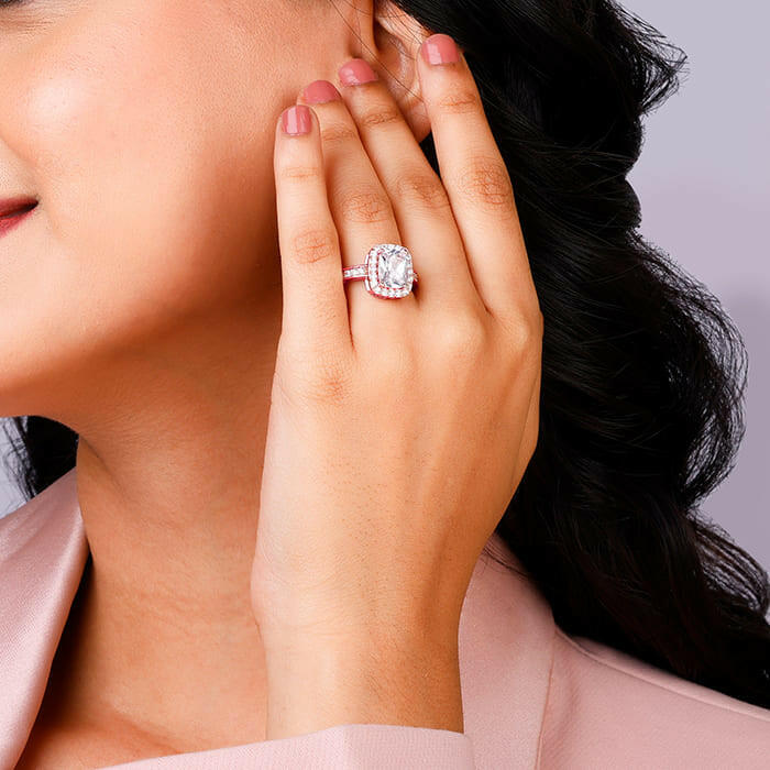 Rose Gold Classic Solitaire Ring Rings.