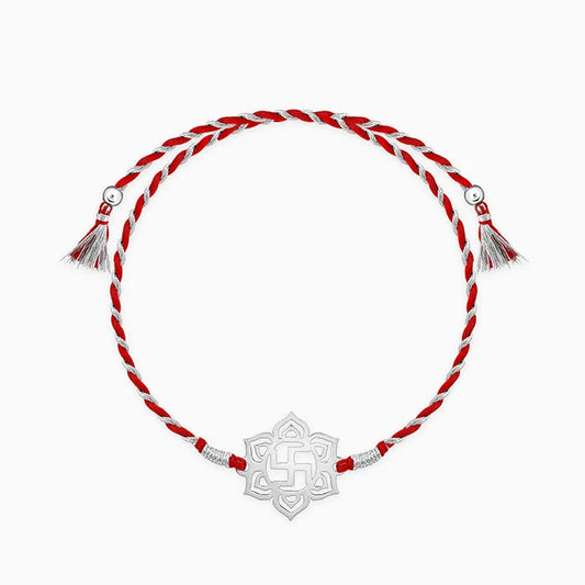 Swastika in Lotus Motif Rakhi