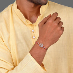 Swastika in Lotus Motif Rakhi