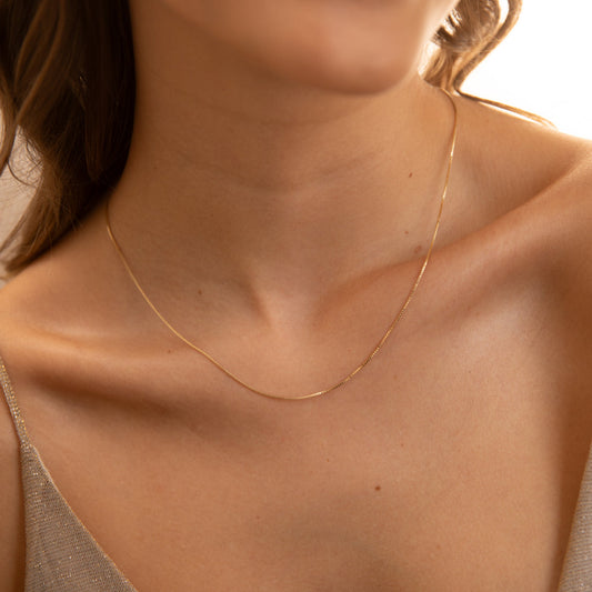 Thin Box Chain Necklace - Gold Plated