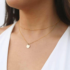 Satellite & Coin Leard Chain Necklace Set