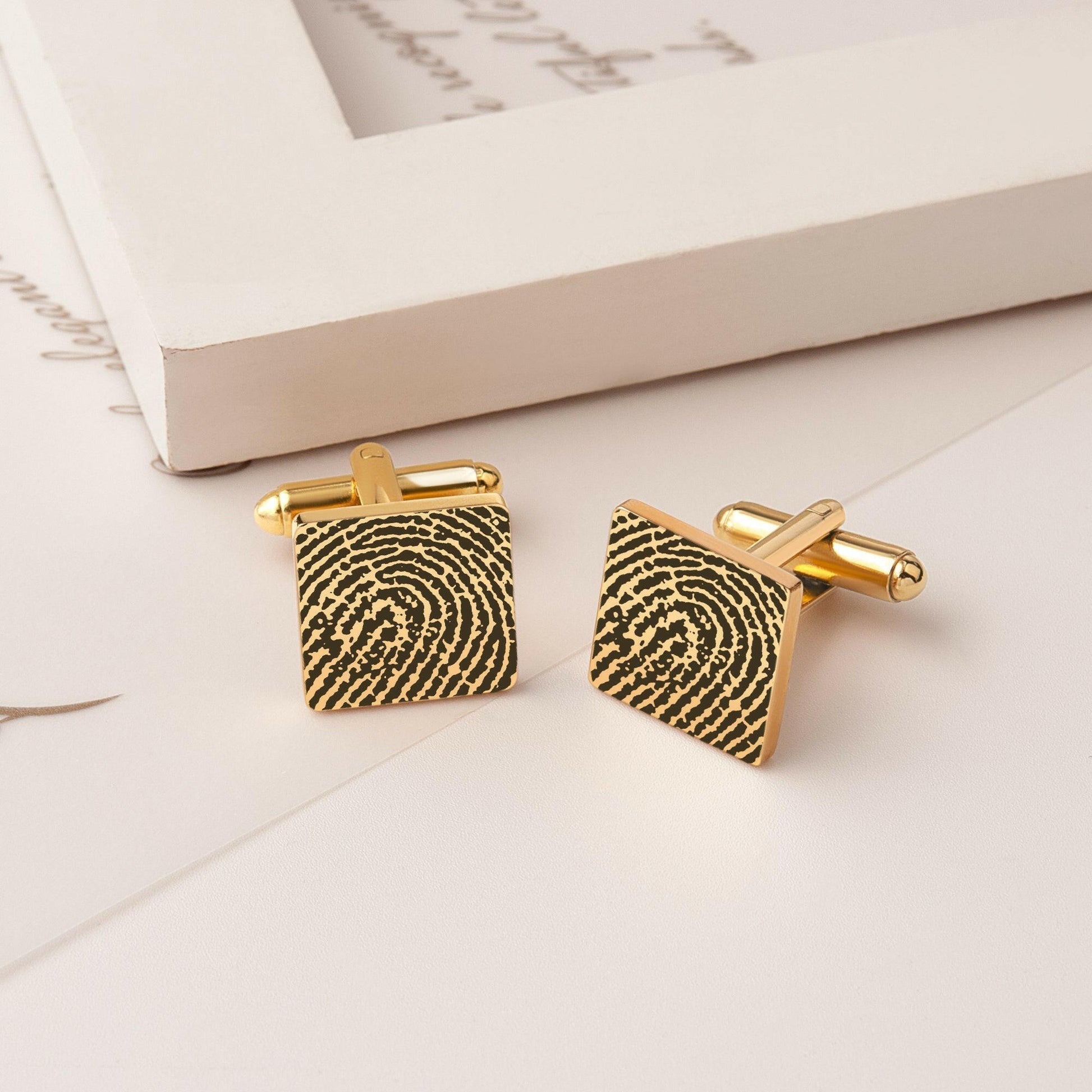 Custom Handwriting and Actual Fingerprint Square Cuff Links Cufflink.