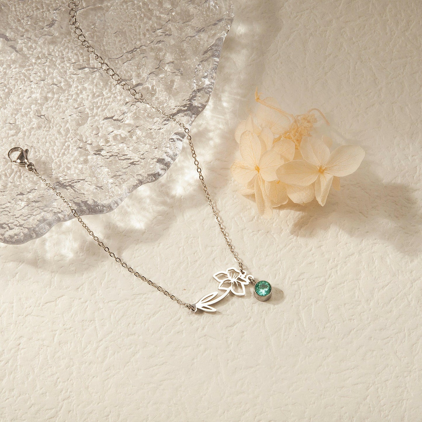 Birth Flower and Birth Stone Bracelet Birth Flower Jewelry.