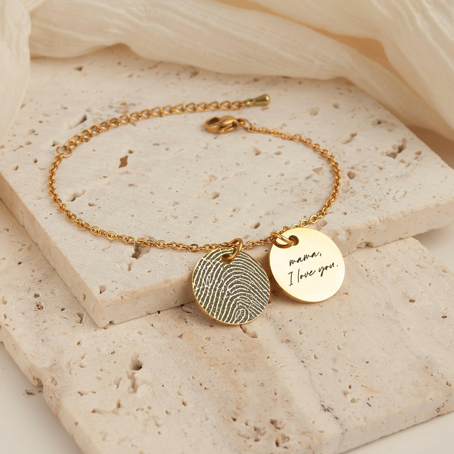 Personalized Actual Fingerprint Charm Bracelet Bracelet.