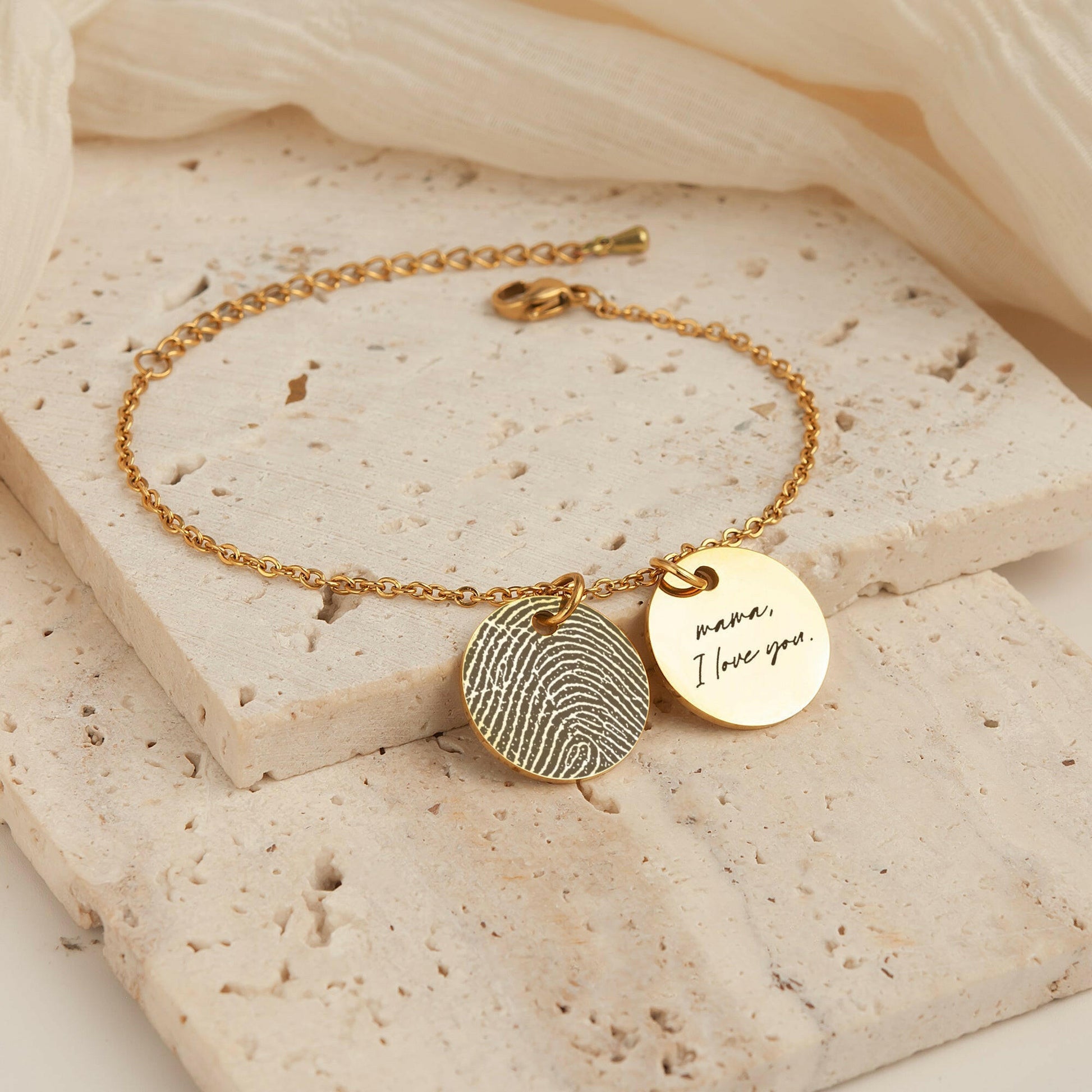 Personalized Actual Fingerprint Charm Bracelet Bracelet.