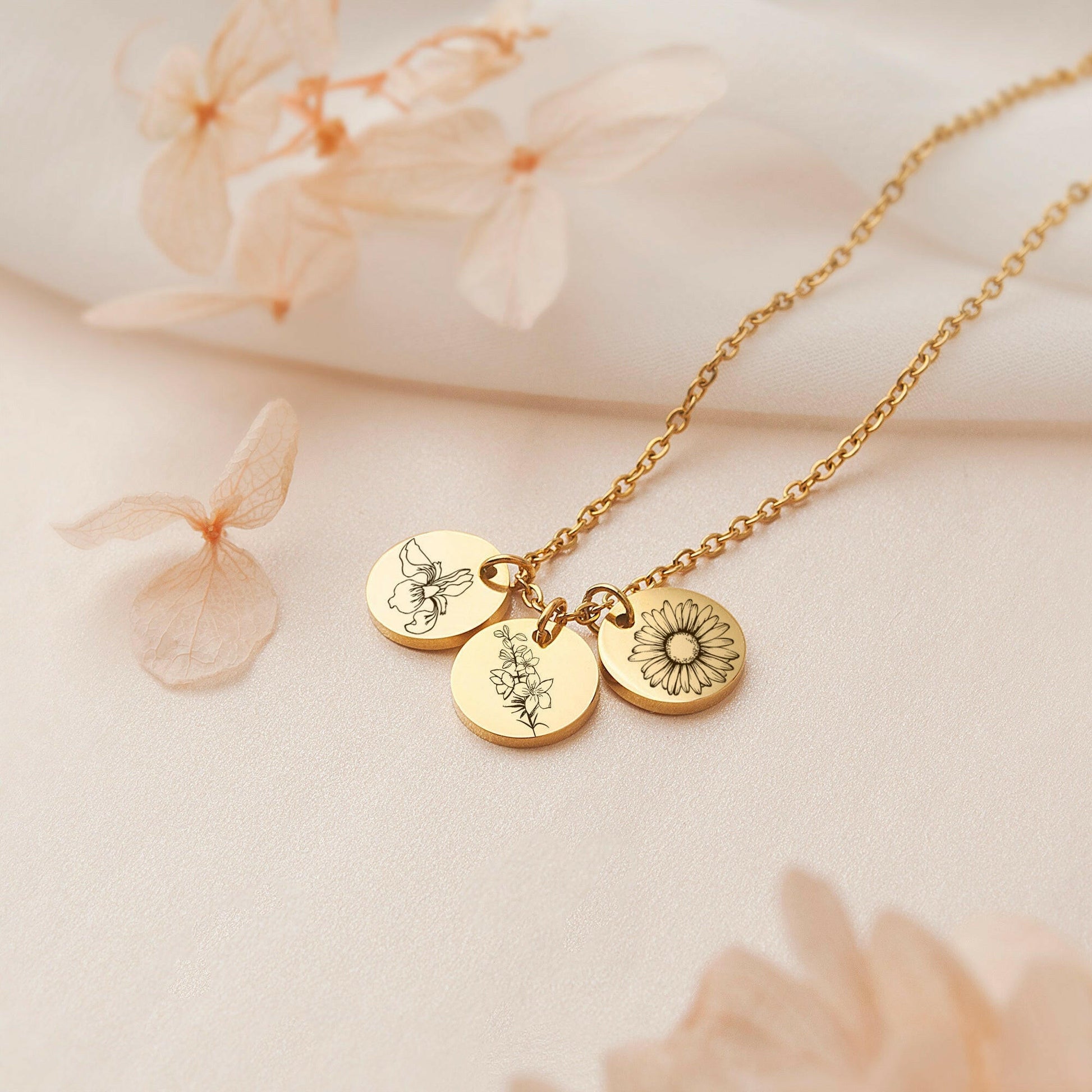 Birth Flower Necklace Gift for Her Necklace.