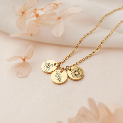 Birth Flower Necklace Gift for Her Necklace.