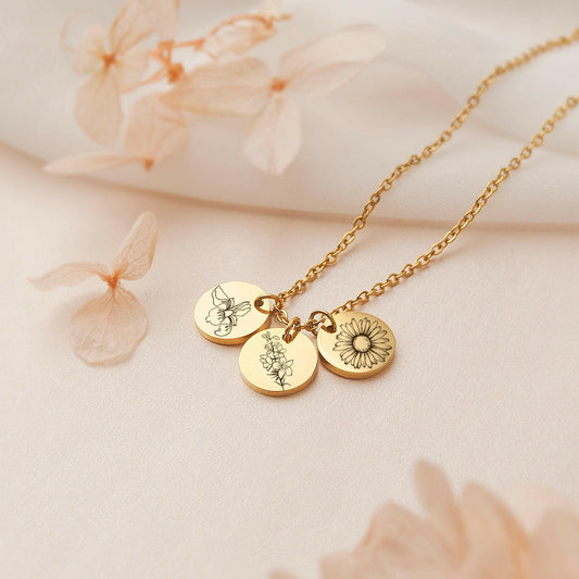 Birth Flower Necklace Gift for Her Necklace.