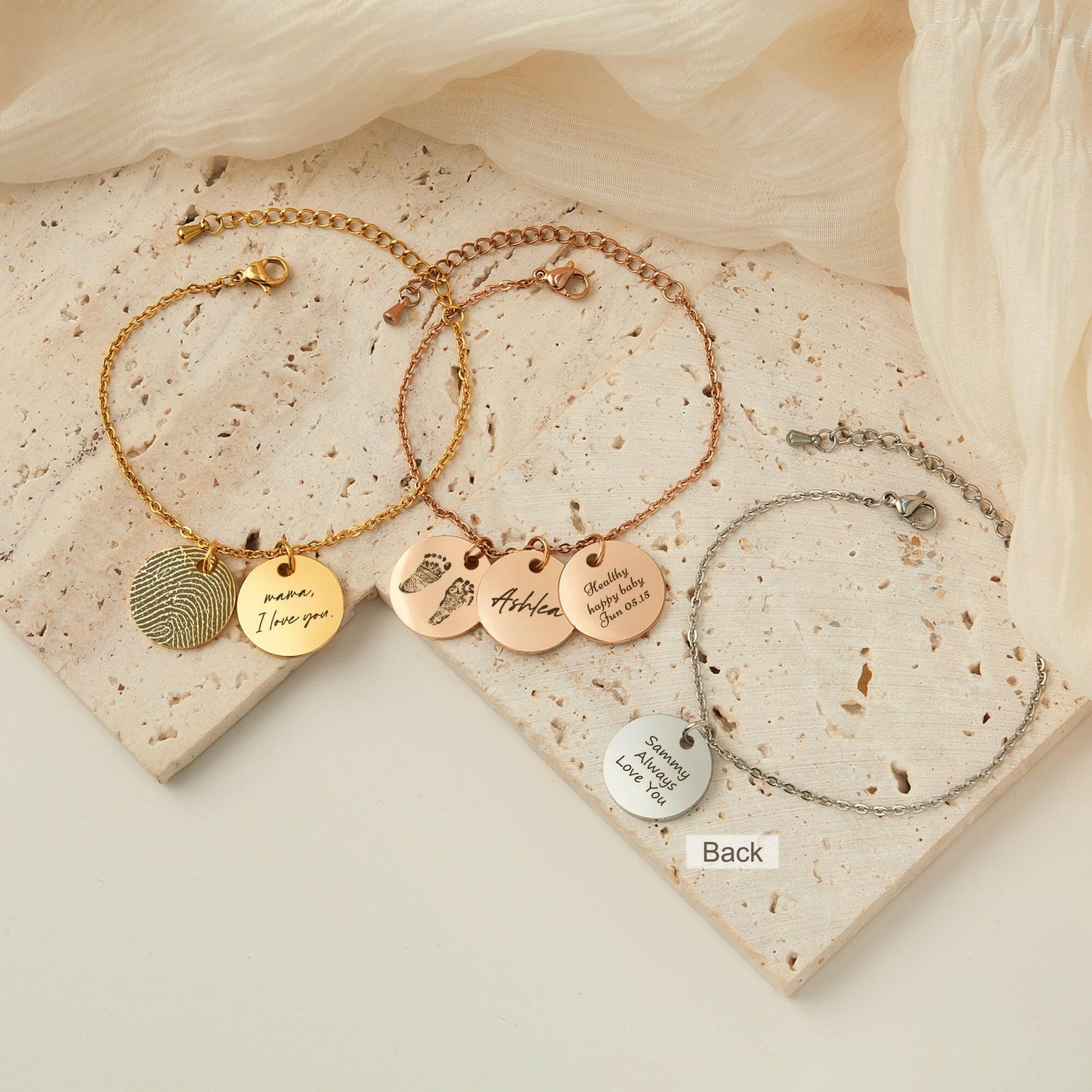 Personalized Actual Fingerprint Charm Bracelet Bracelet.