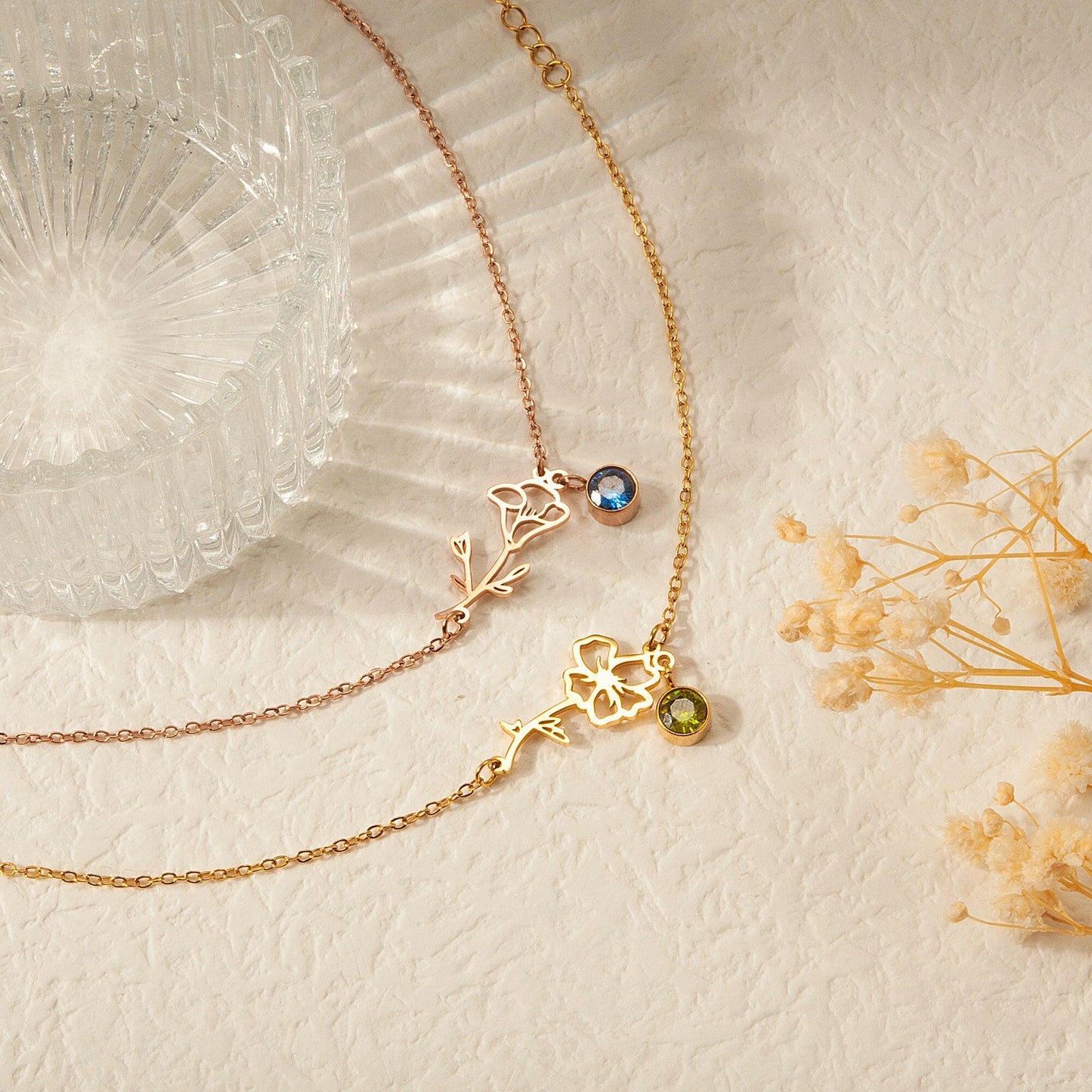 Birth Flower and Birth Stone Bracelet Birth Flower Jewelry.