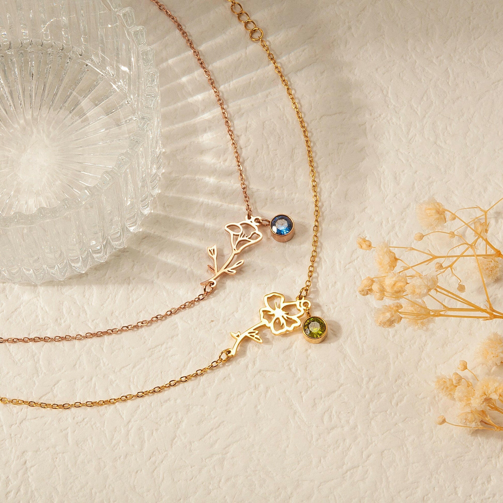 Birth Flower and Birth Stone Bracelet Birth Flower Jewelry.
