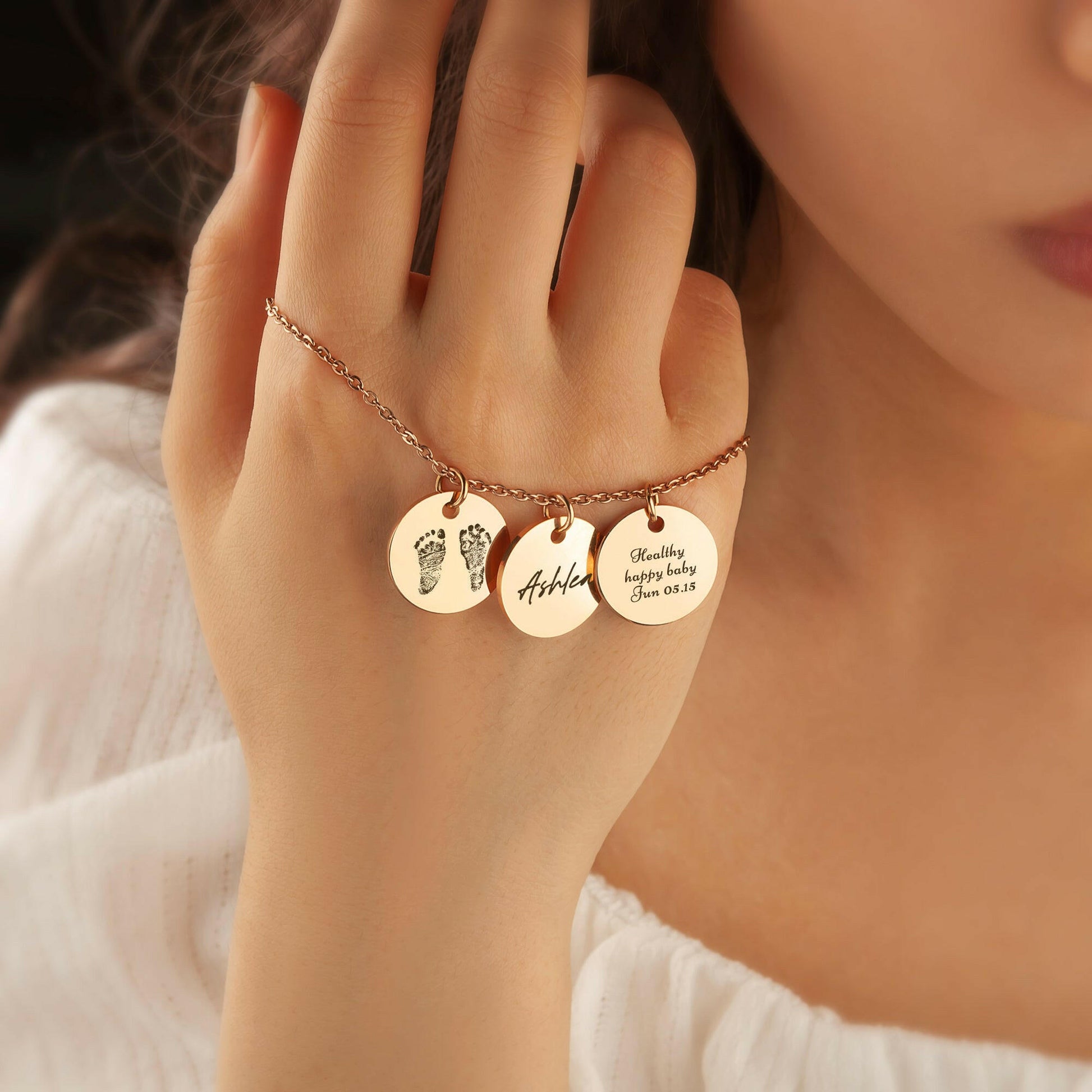 Personalized Actual Fingerprint Charm Bracelet Bracelet.