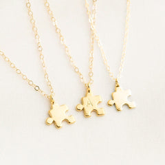custom Tiny Puzzle initial Necklace