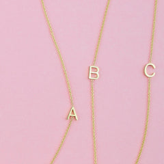 14k Gold Asymmetrical Letter Necklace - C