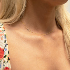 14k Gold Asymmetrical Letter Necklace - A