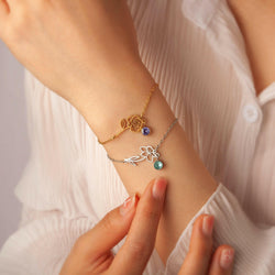 Birth Flower and Birth Stone Bracelet Birth Flower Jewelry.