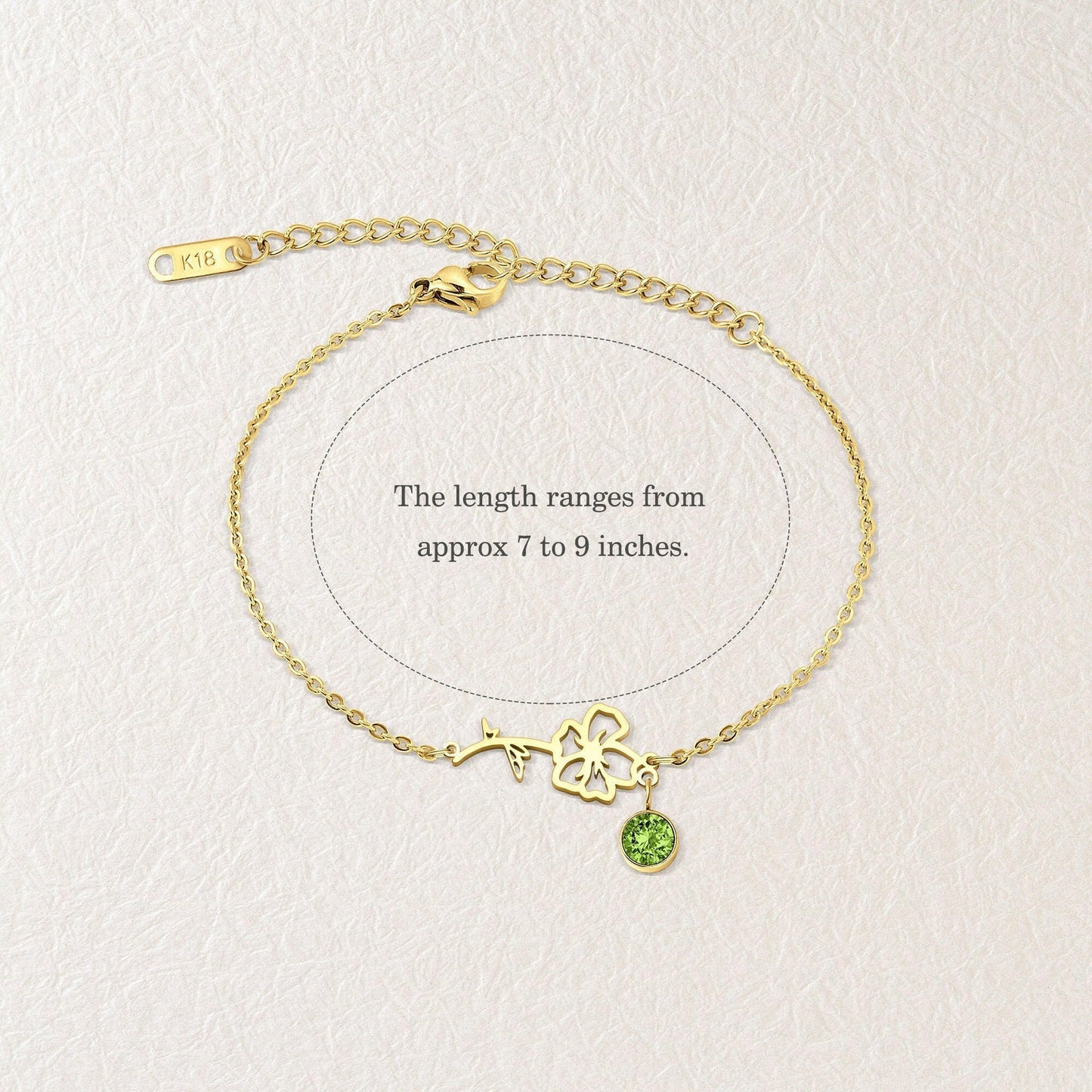 Birth Flower and Birth Stone Bracelet Birth Flower Jewelry.