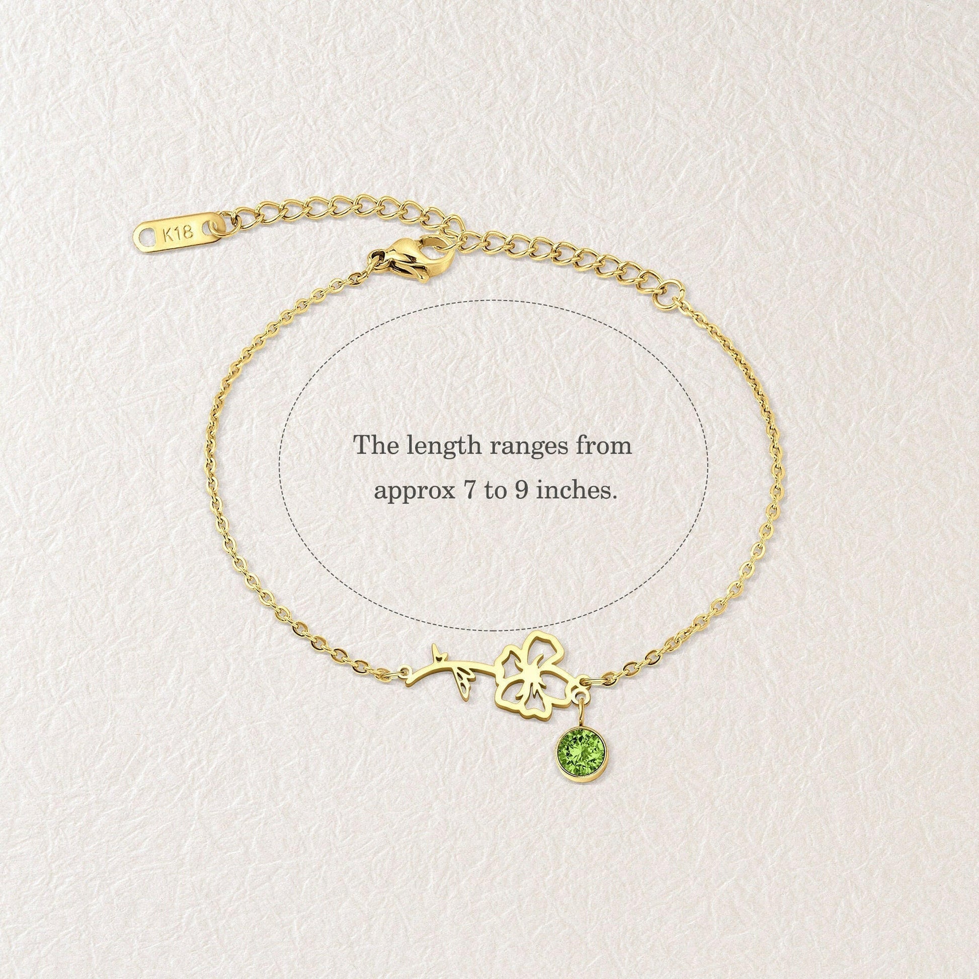 Birth Flower and Birth Stone Bracelet Birth Flower Jewelry.