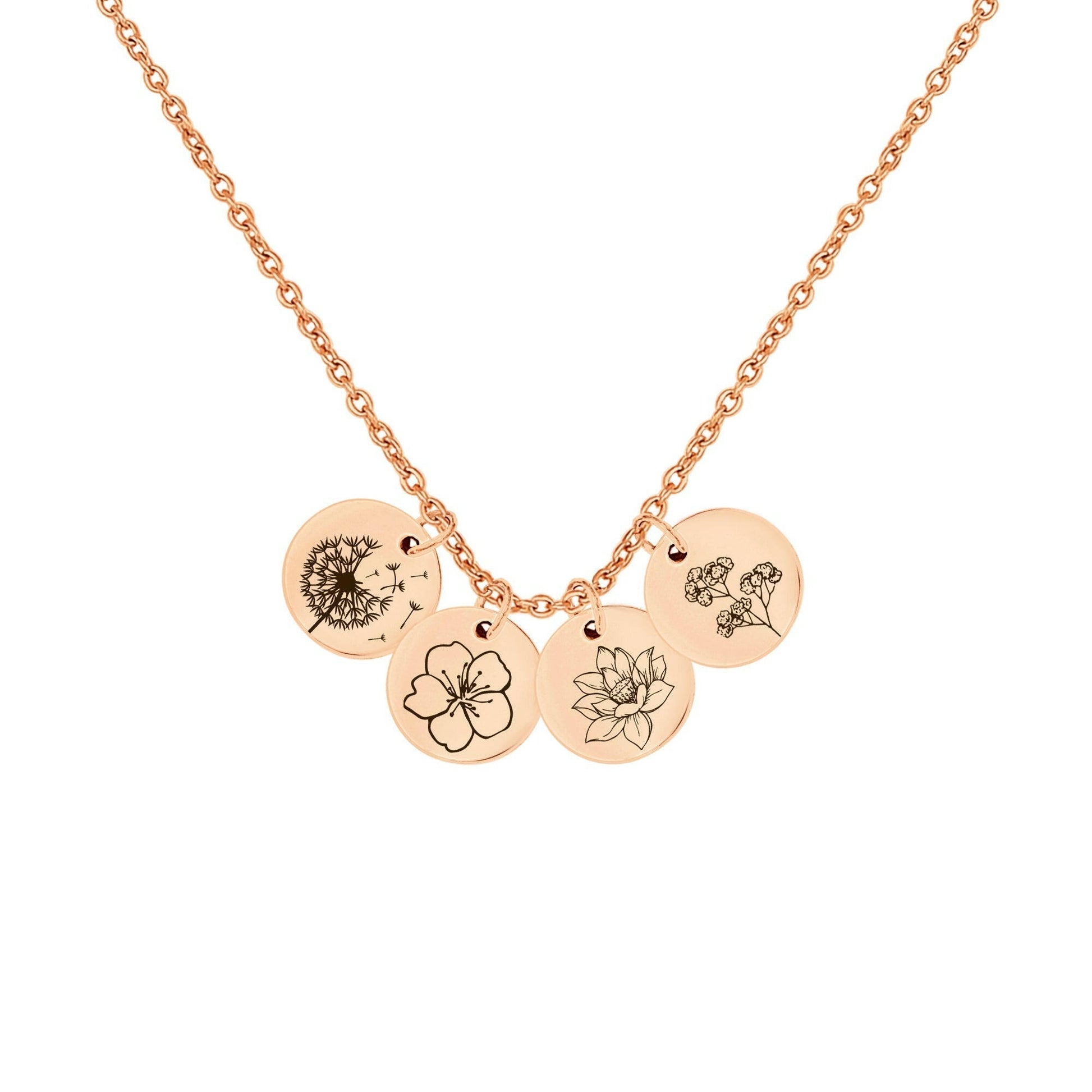 Birth Flower Necklace Gift for Her Necklace.