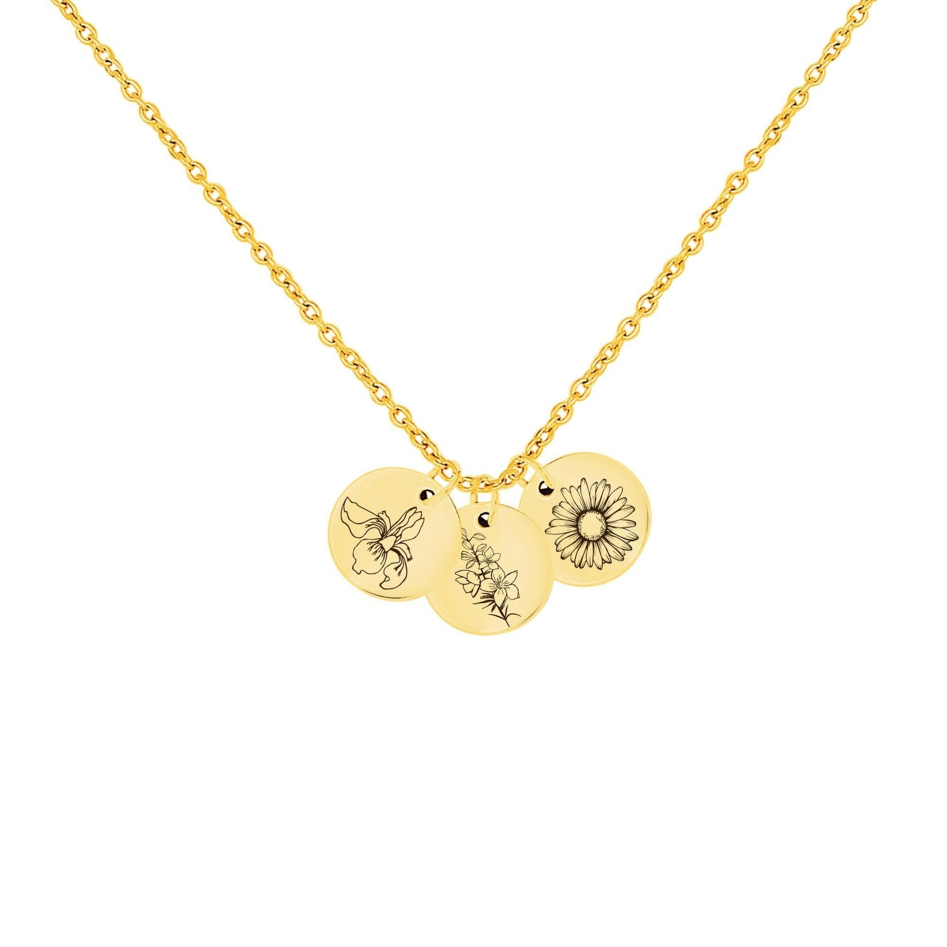 Birth Flower Necklace Gift for Her Necklace.