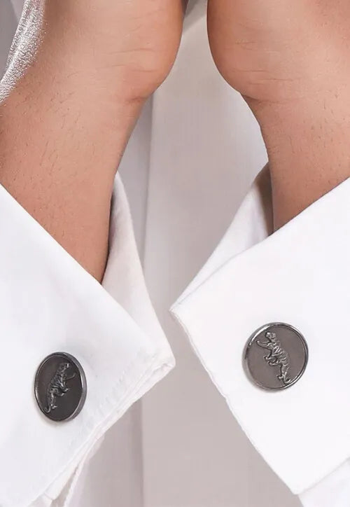 Silver  Calm Chetaah Cufflink Pair