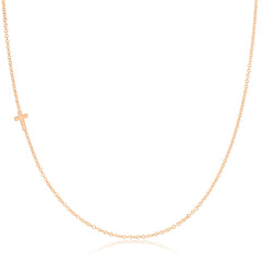 14k Gold Asymmetrical Charm Necklace - Cross