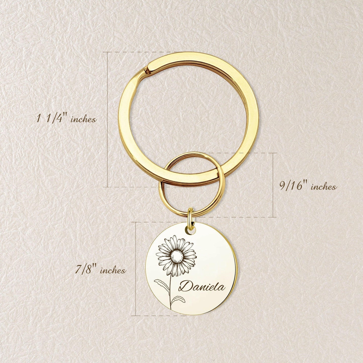 Custom Birth Flower and Name key chain Birth Flower Jewelry.