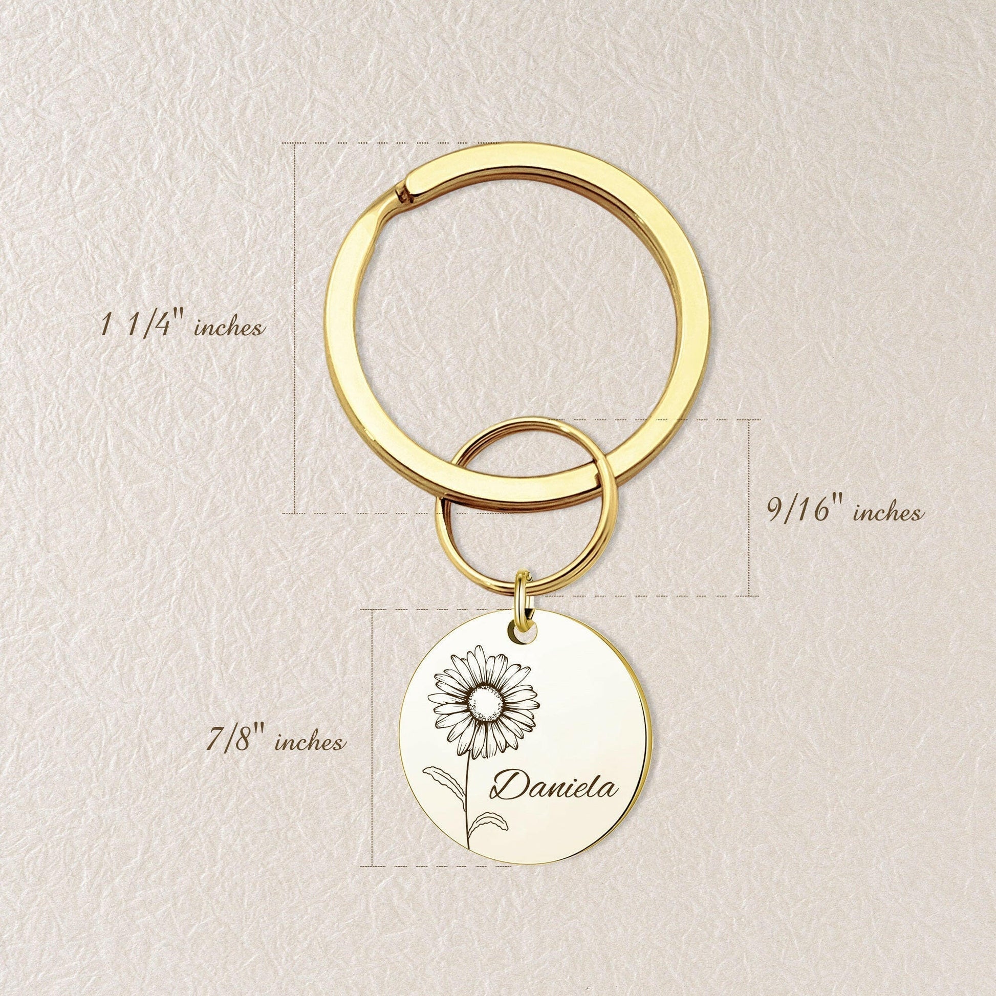 Custom Birth Flower and Name key chain Birth Flower Jewelry.
