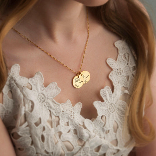 Custom Birth Flower Necklace with Name Birth Flower Jewelry.