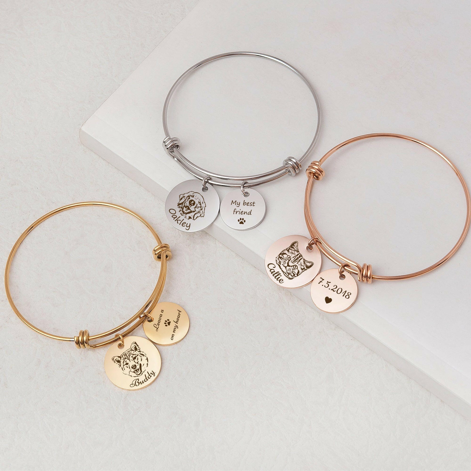 Custom Dog Portrait Bracelet, Pet Gifts for Cat Owners Bracelet.
