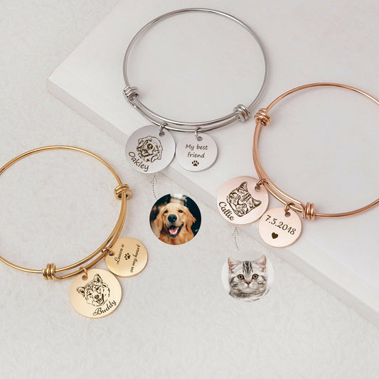 Custom Dog Portrait Bracelet, Pet Gifts for Cat Owners Bracelet.