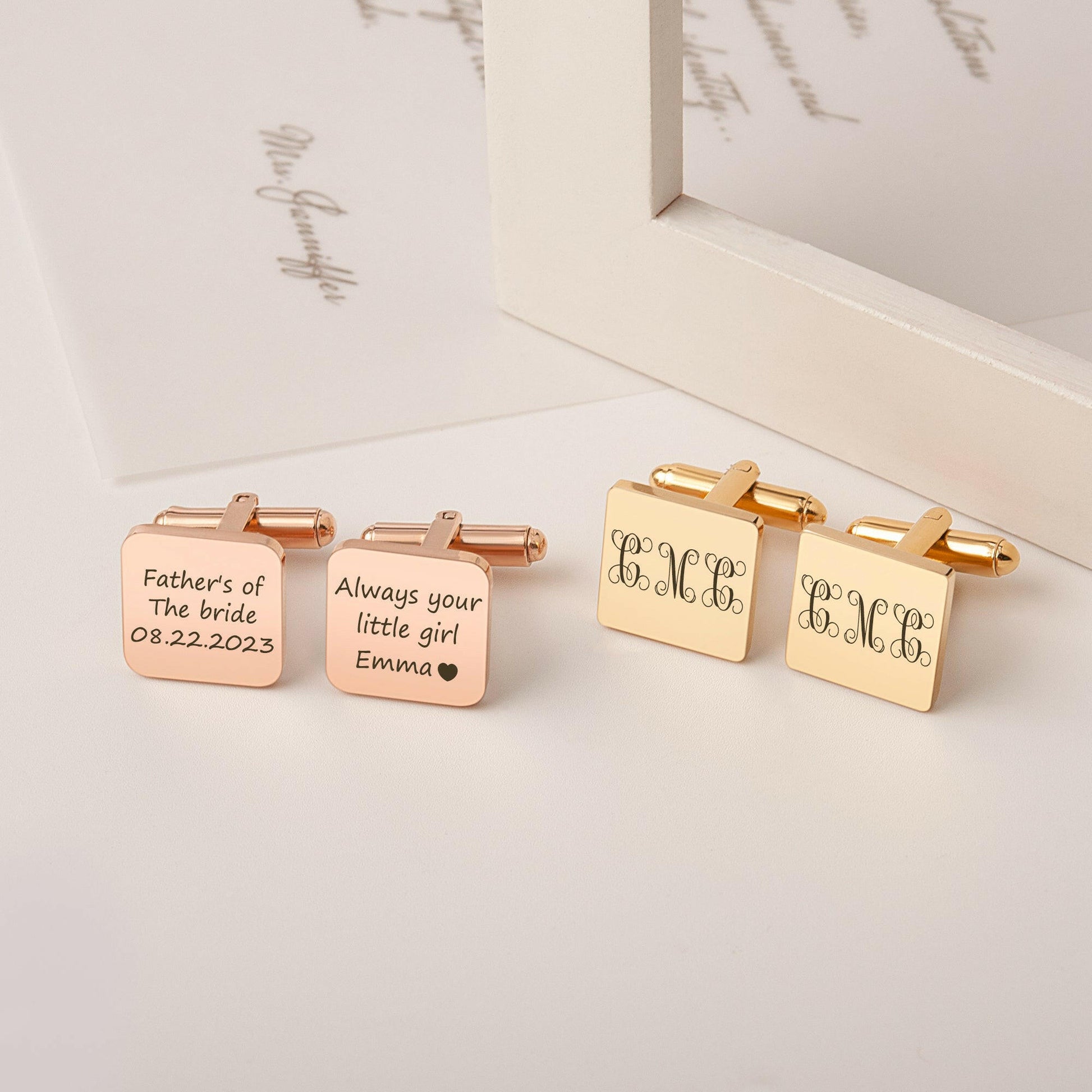 Custom Engraving Wedding Square Cuff Links cufflink.