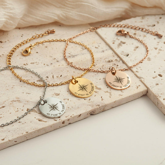 Custom Explorer Compass Charm Bracelet Bracelet.