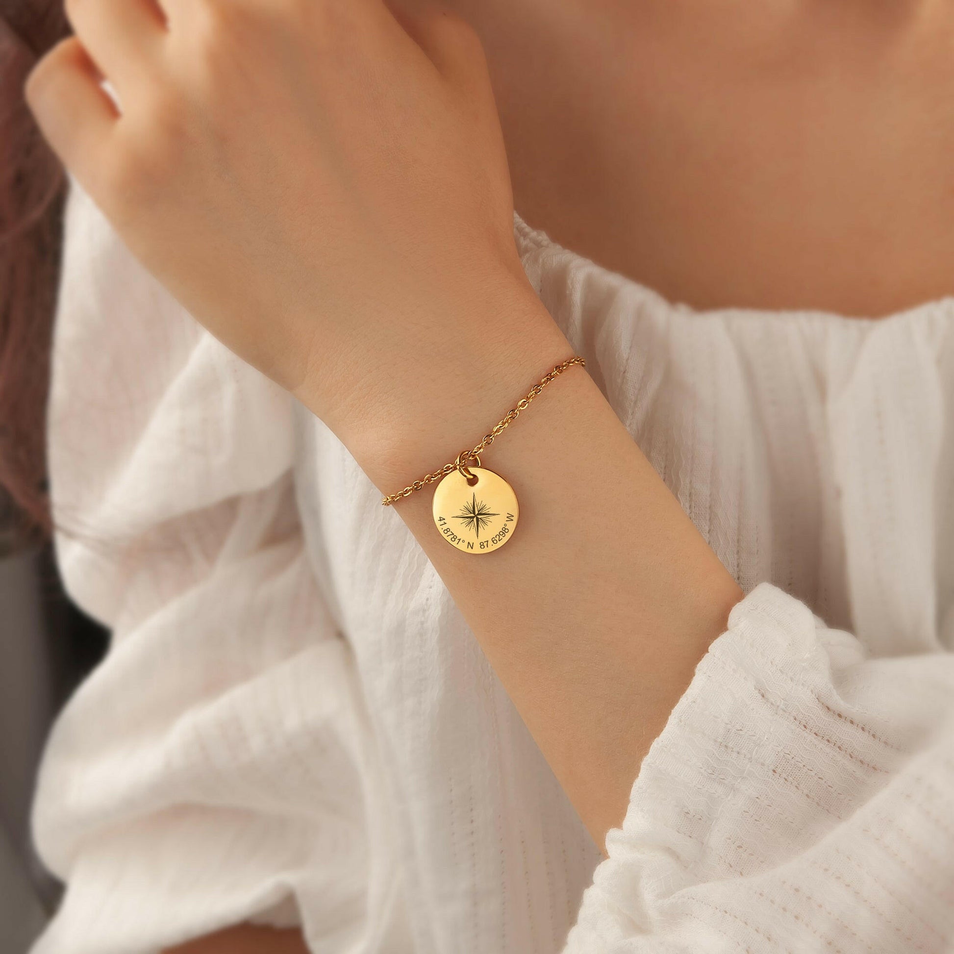 Custom Explorer Compass Charm Bracelet Bracelet.