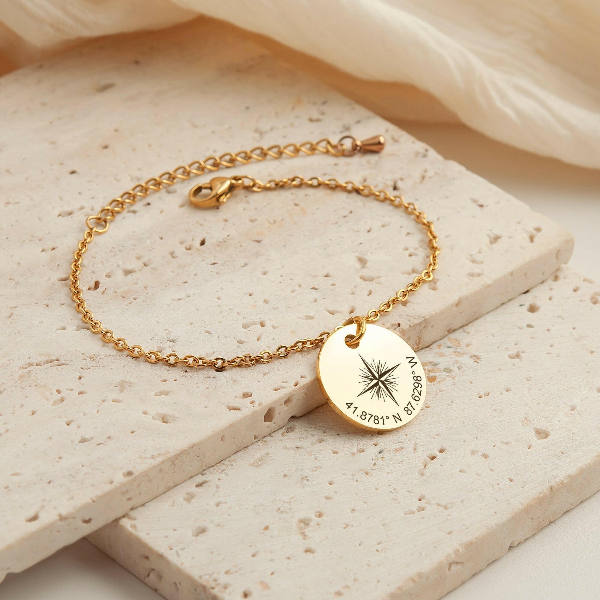 Custom Explorer Compass Charm Bracelet Bracelet.