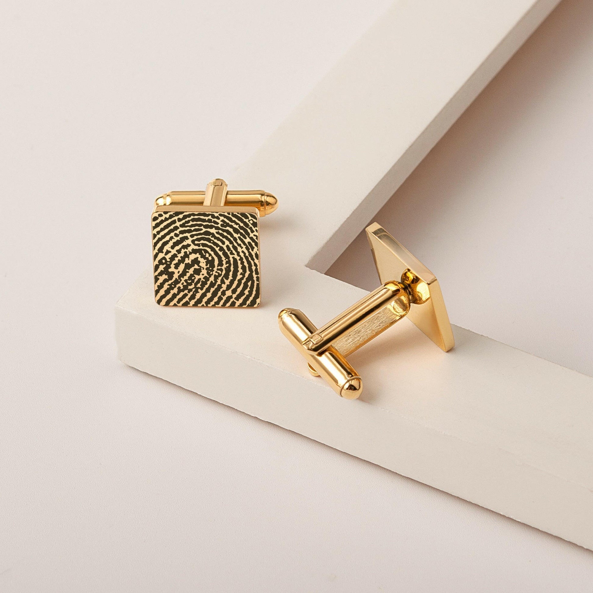 Custom Handwriting and Actual Fingerprint Square Cuff Links Cufflink.