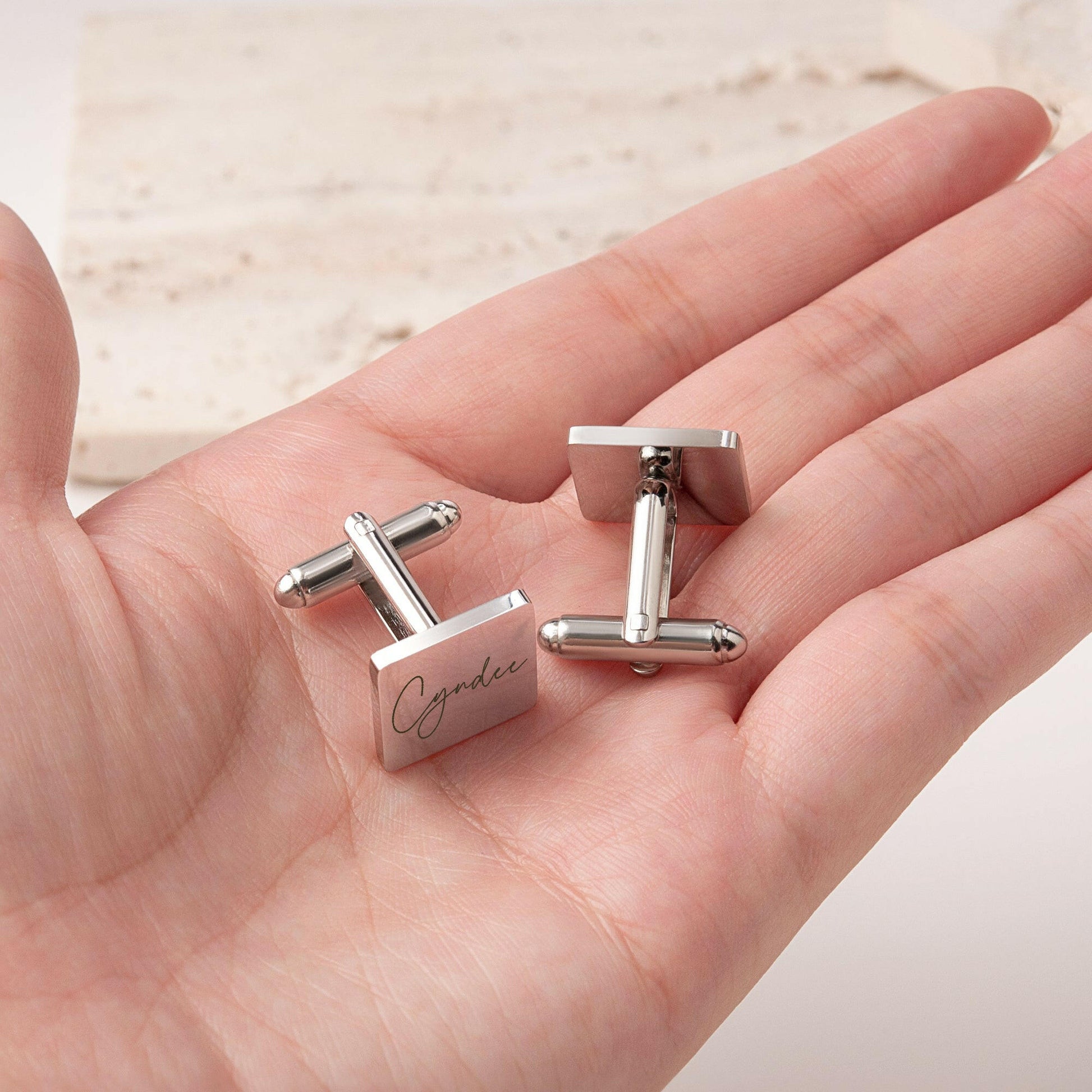 Custom Handwriting and Actual Fingerprint Square Cuff Links Cufflink.