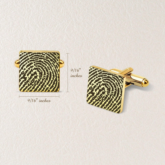 Custom Handwriting and Actual Fingerprint Square Cuff Links Cufflink.
