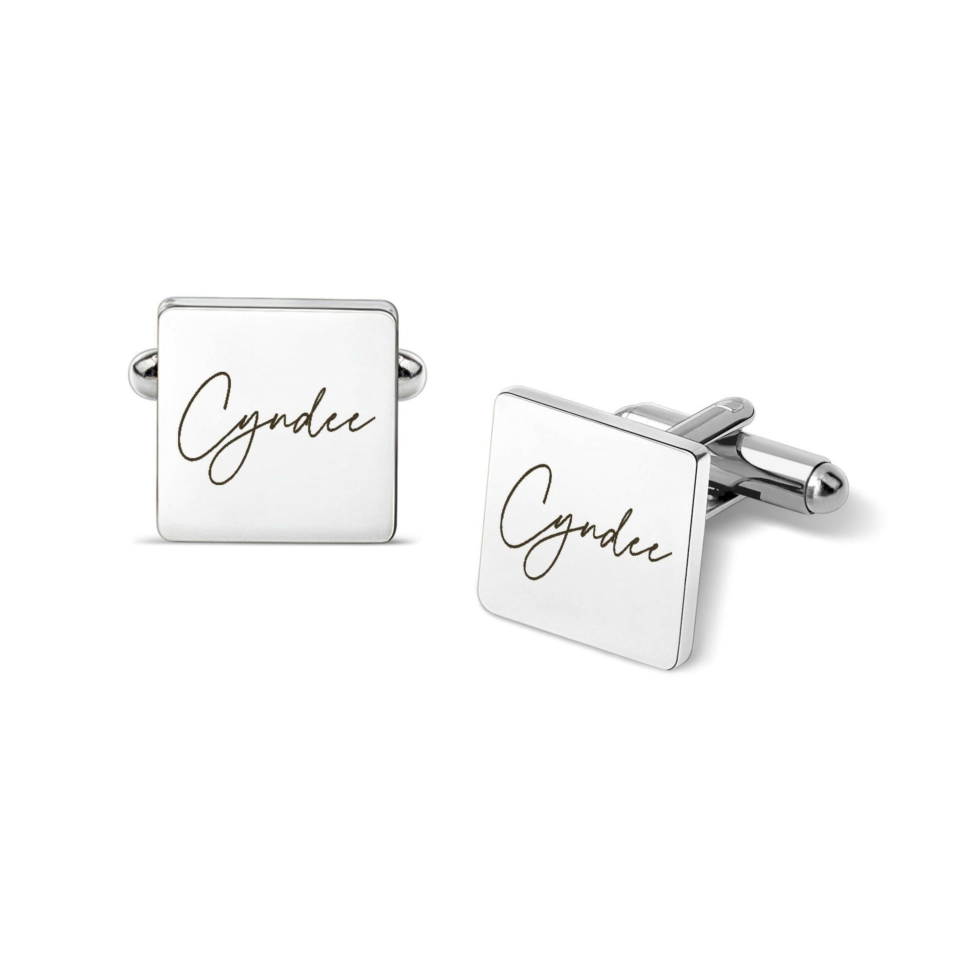 Custom Handwriting and Actual Fingerprint Square Cuff Links Cufflink.