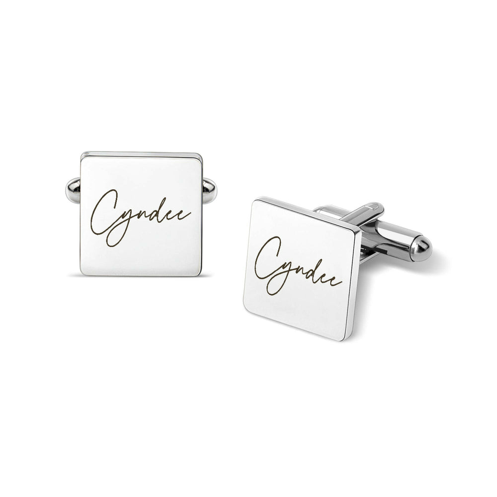 Custom Handwriting and Actual Fingerprint Square Cuff Links Cufflink.