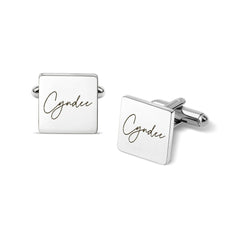 Custom Handwriting and Actual Fingerprint Square Cuff Links Cufflink.