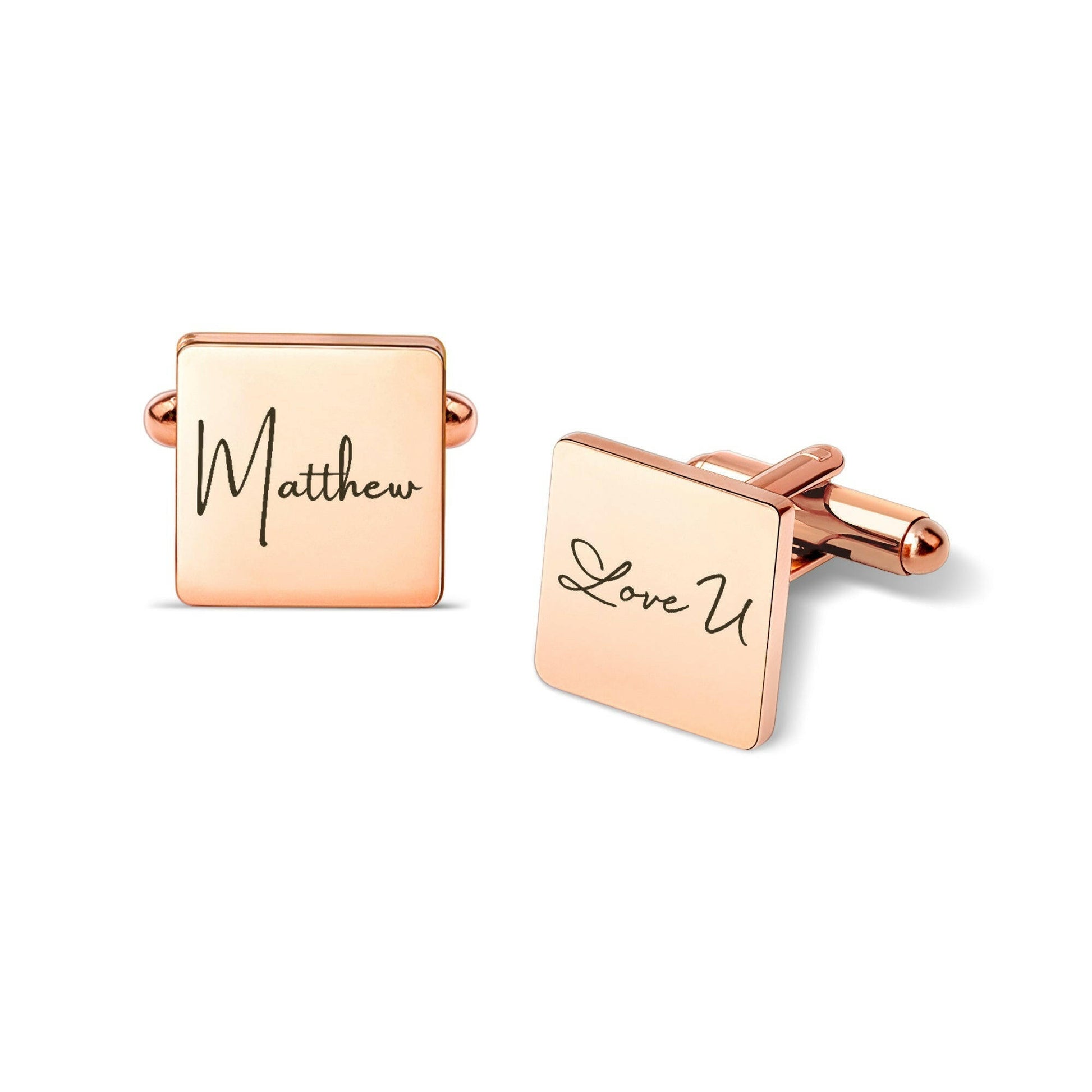 Custom Handwriting and Actual Fingerprint Square Cuff Links Cufflink.