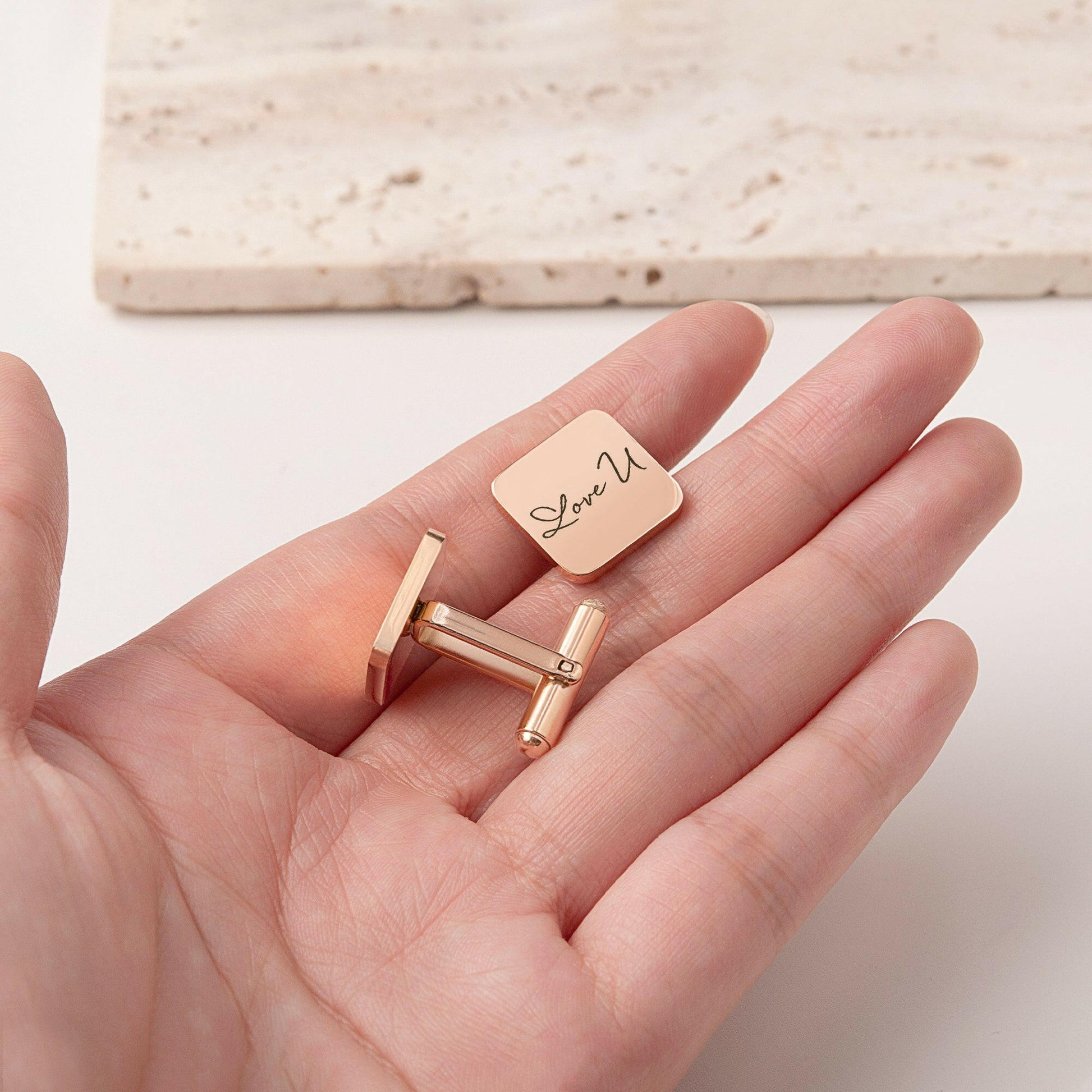 Custom Handwriting and Actual Fingerprint Square Cuff Links Cufflink.
