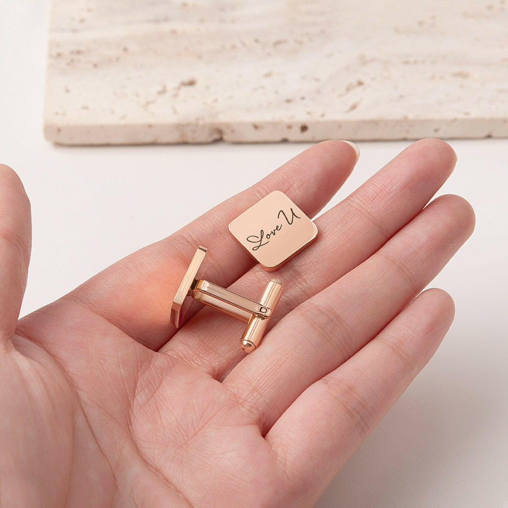 Custom Handwriting and Actual Fingerprint Square Cuff Links Cufflink.