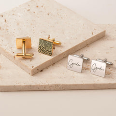 Custom Handwriting and Actual Fingerprint Square Cuff Links Cufflink.