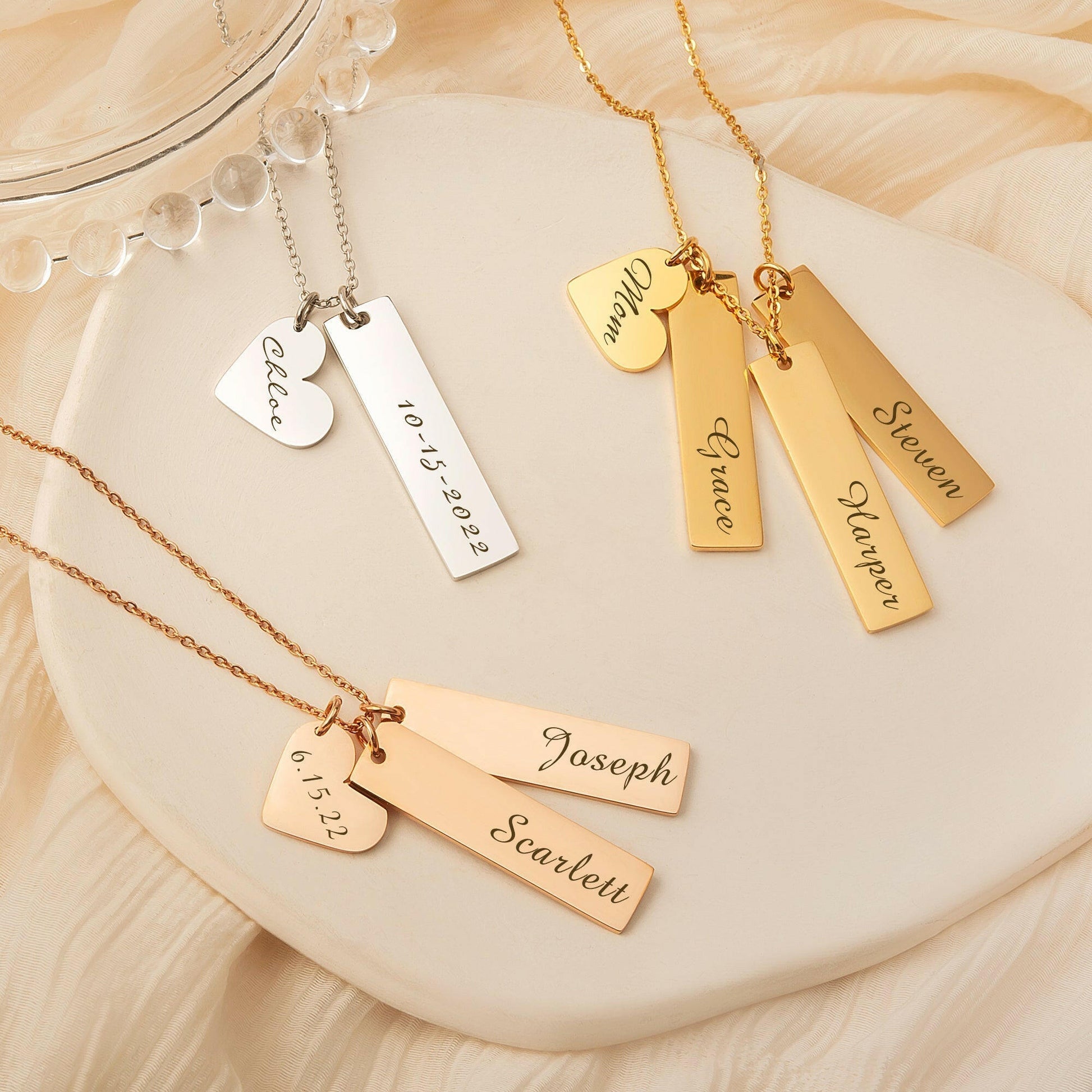 Custom Heart and Bar Name Necklace Necklace.