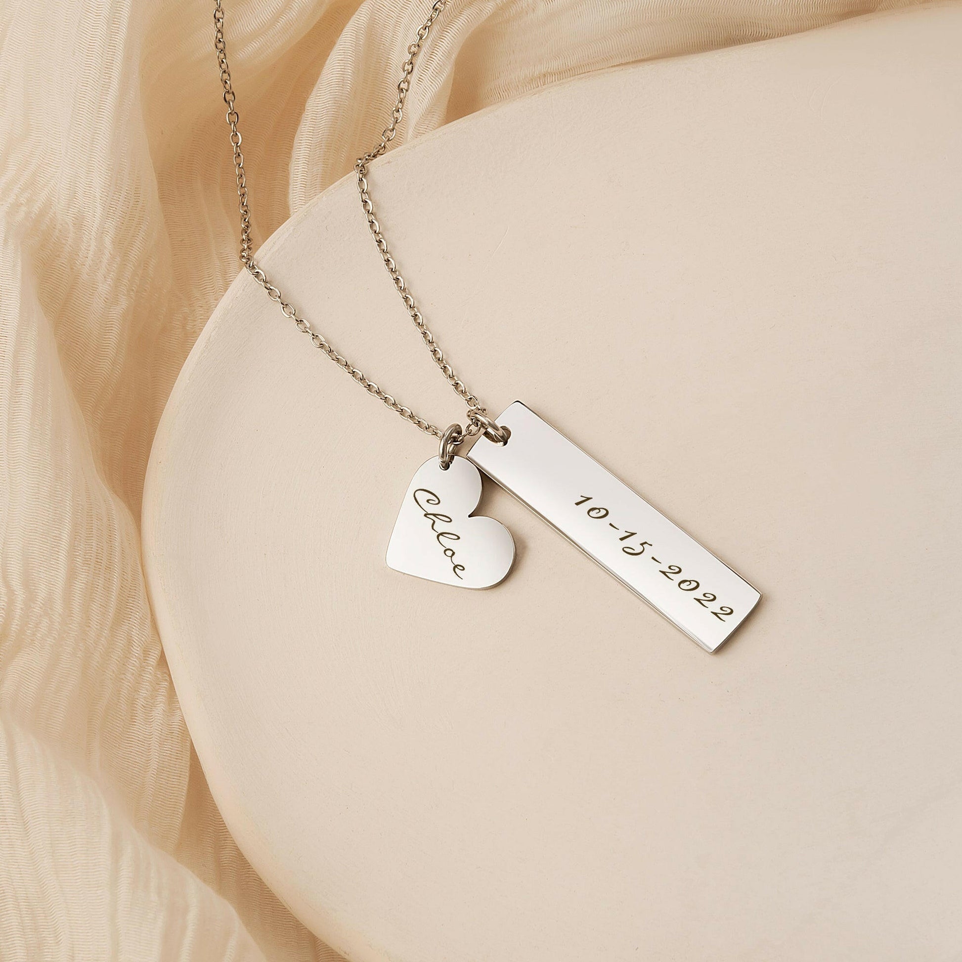 Custom Heart and Bar Name Necklace Necklace.