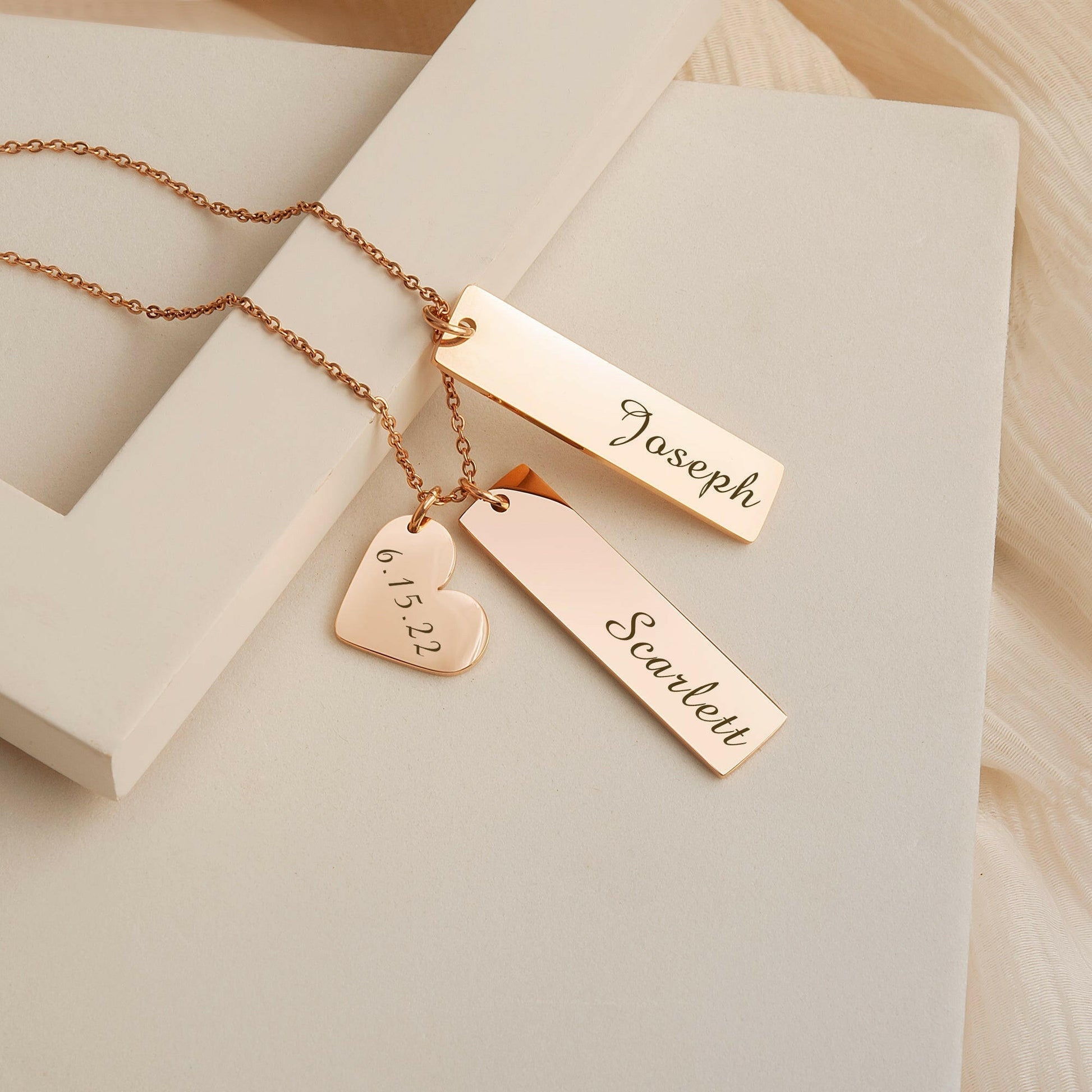 Custom Heart and Bar Name Necklace Necklace.