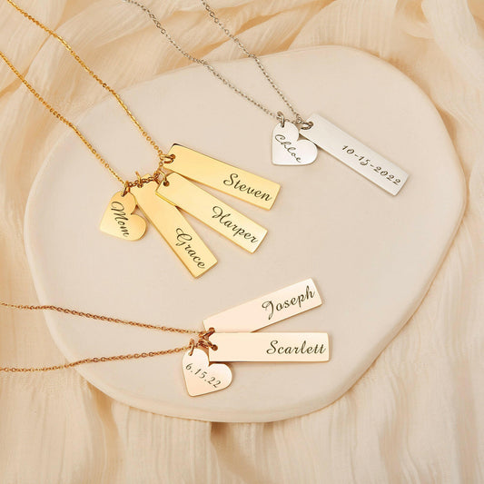 Custom Heart and Bar Name Necklace Necklace.